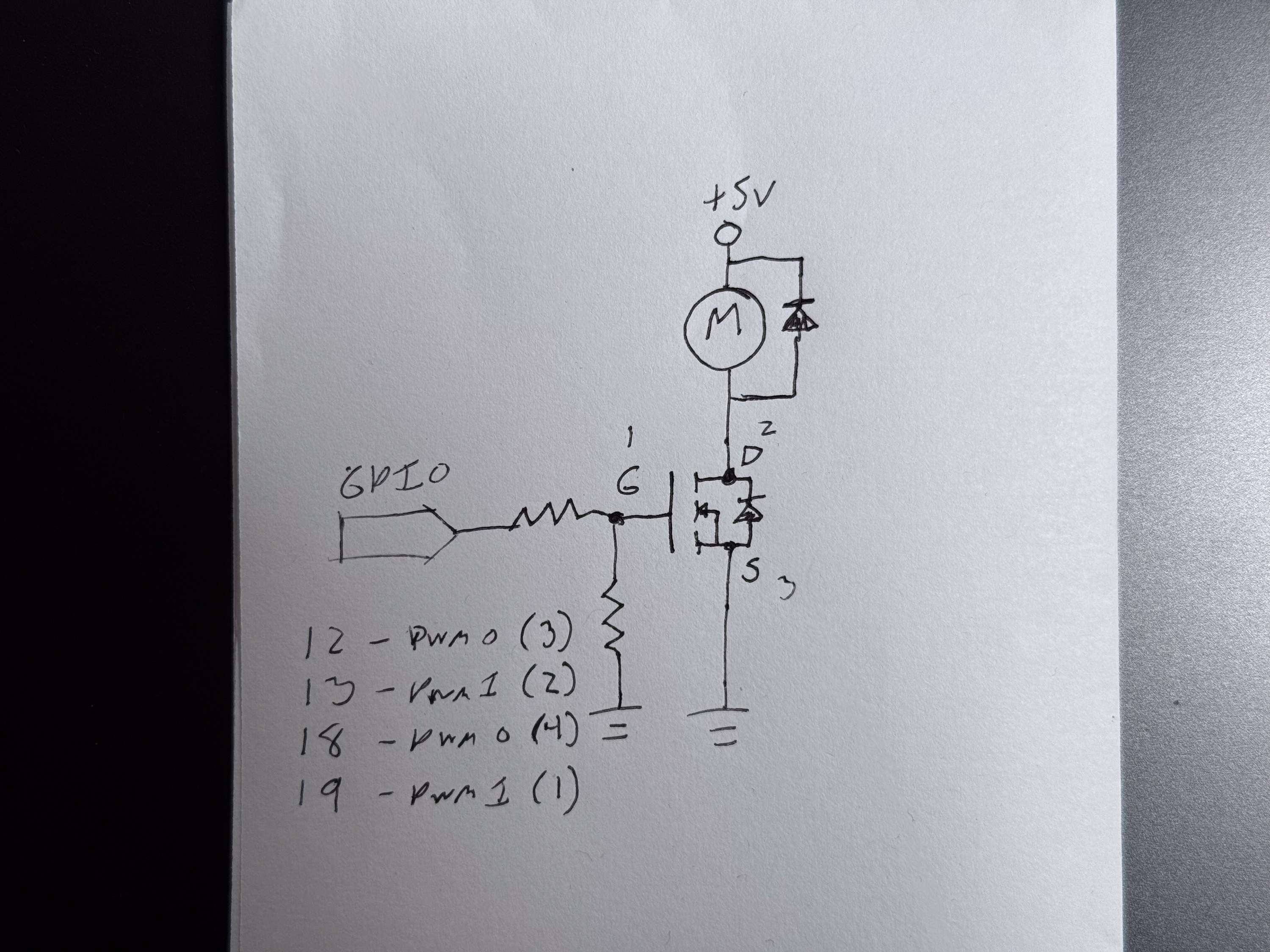 Photo of a hand-drawn schematic Fan drive schematic