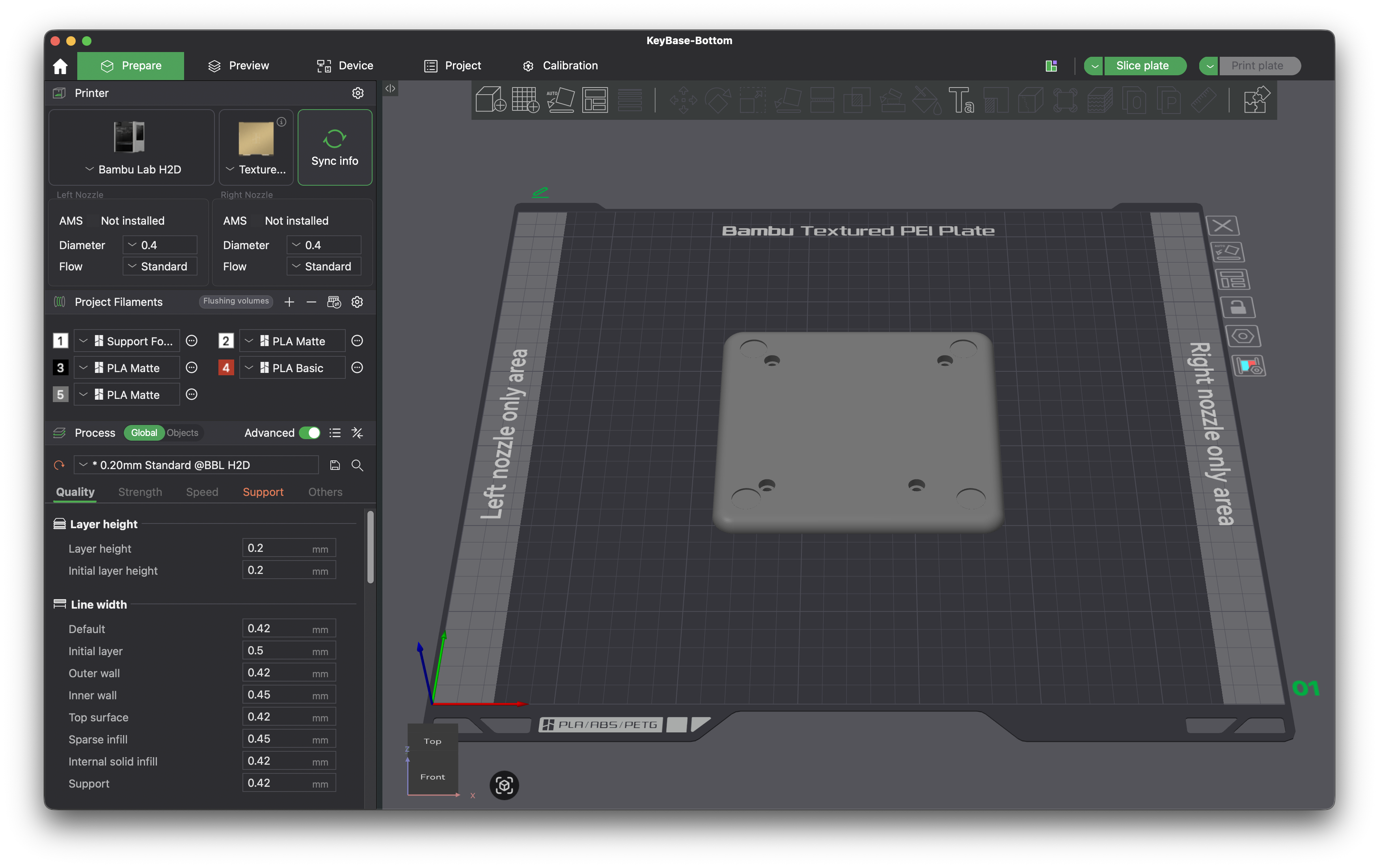 Base bottom print preparation