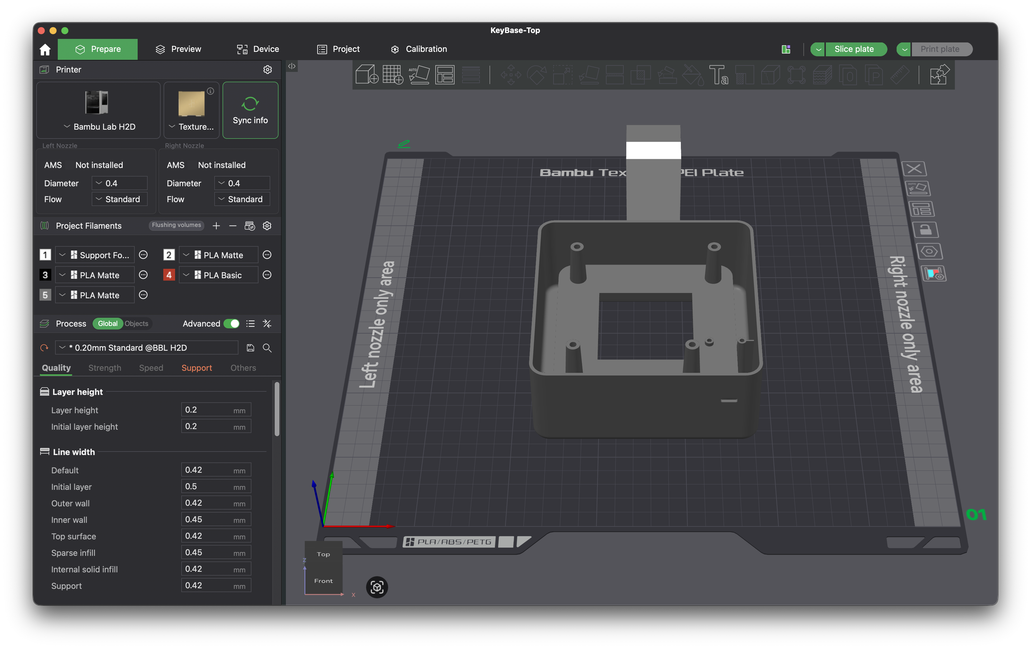 Base top print preparation